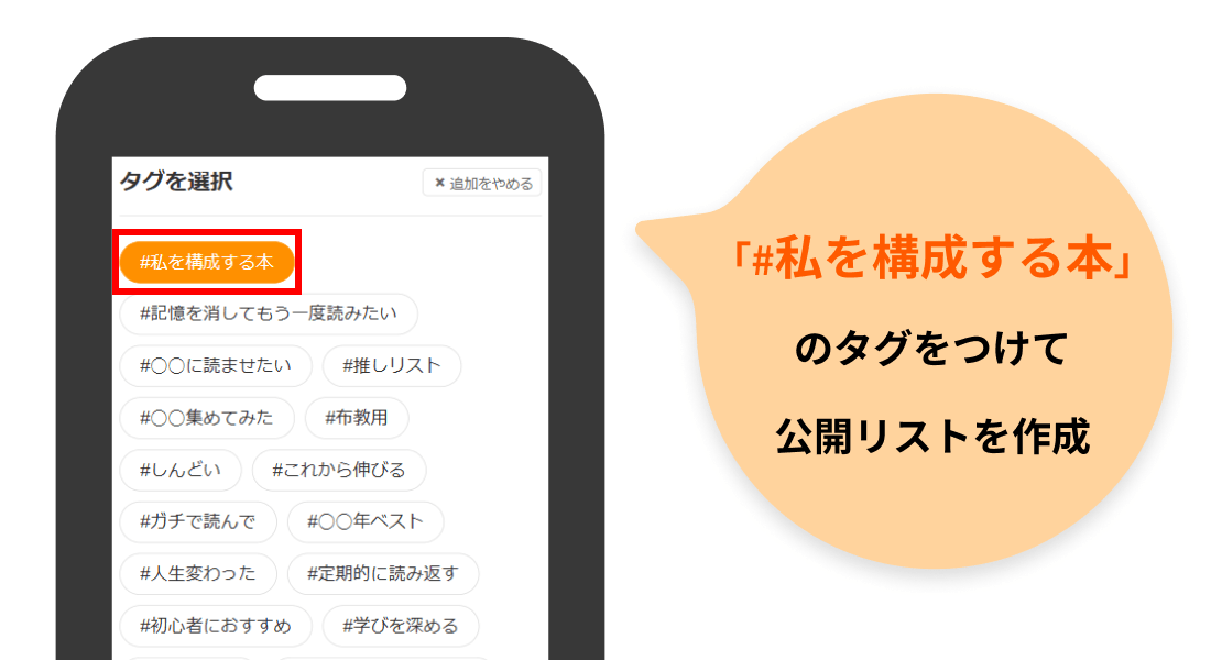 「#私を構成する本」のタグをつけて公開リストを作成