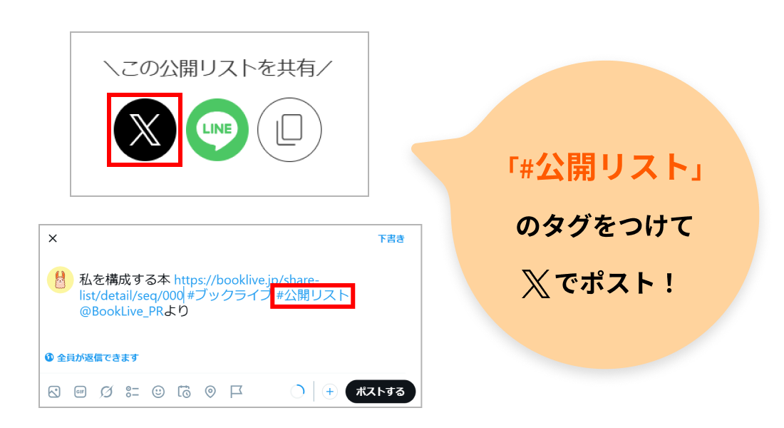 「#公開リスト」のタグをつけてXでポスト！