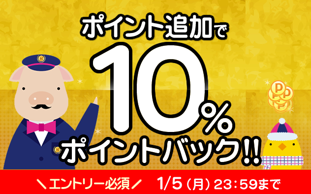 【5日間限定】ポイント追加で10%ポイントバック！